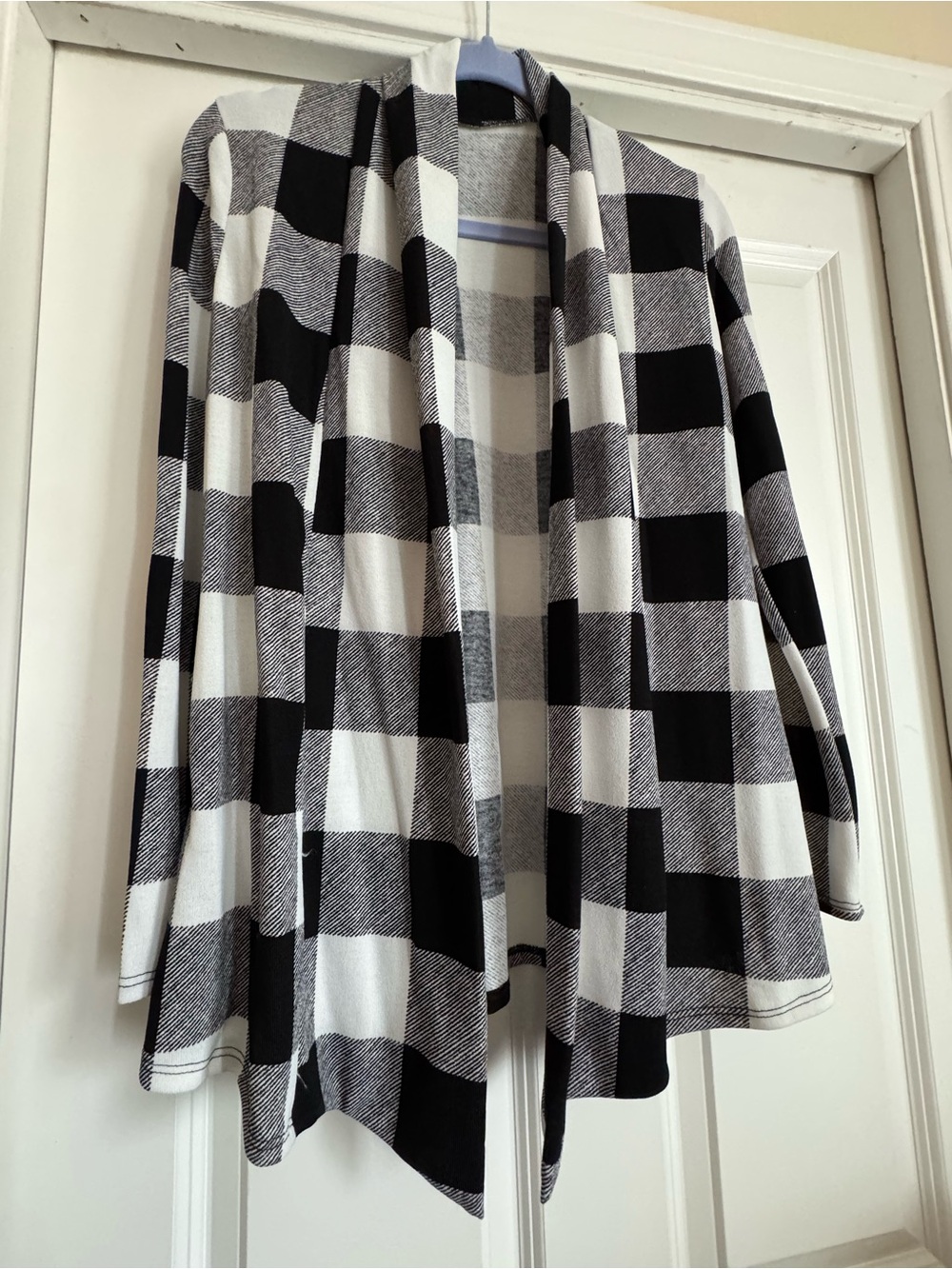 New Dash of Sparkle Small Black Off White Buffalo Plaid Elbow Patch Cardigan